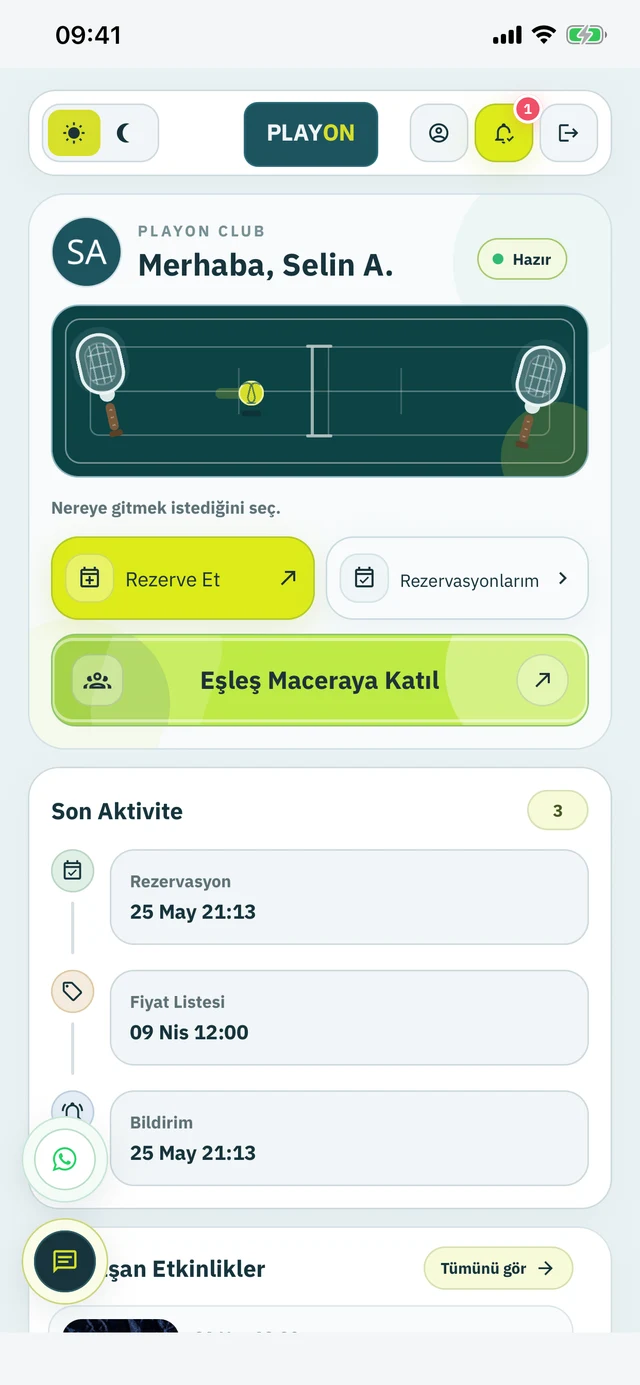 PlayOn gerçek uygulama ekranı