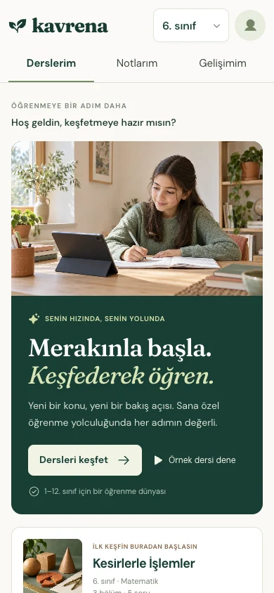 Kavrena telefon görünümü